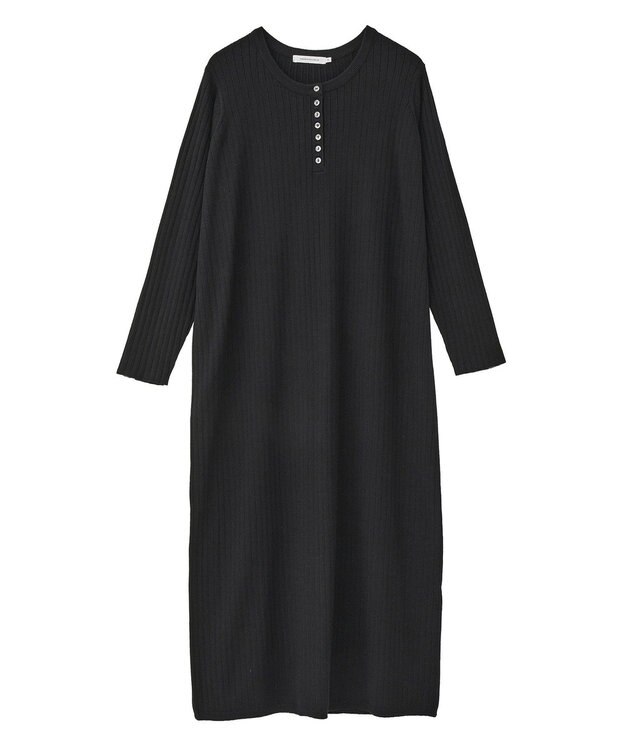 AMERICAN HOLIC バイパチリブヘンリーニットワンピース Black