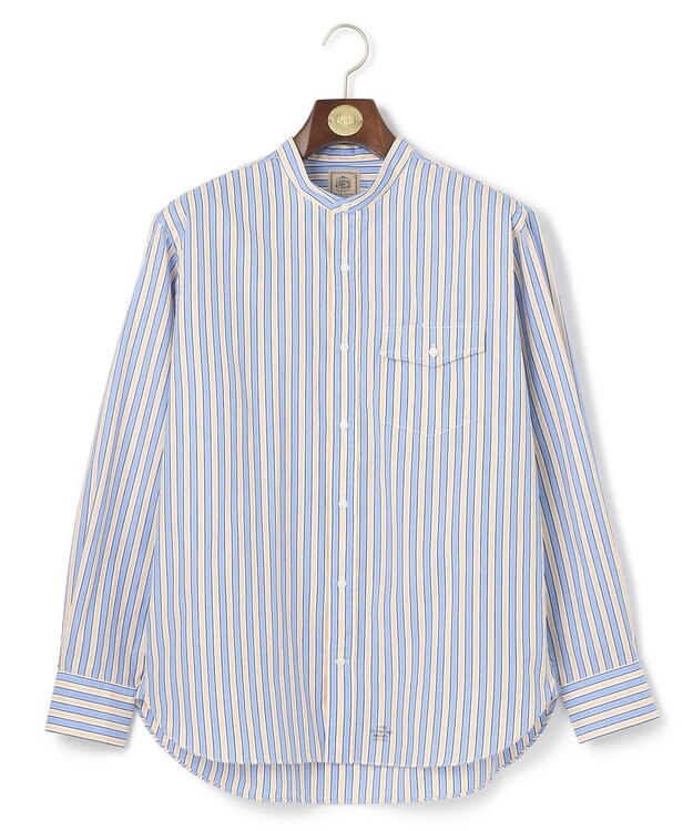 J.PRESS MEN 【SOMELOS】マルチストライプ バンドカラーシャツ イエロー系1