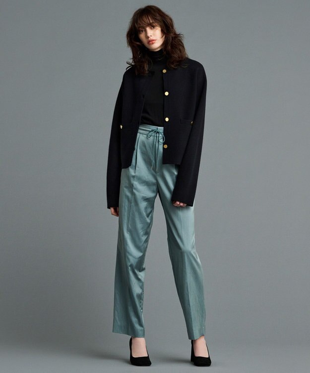 uncrave 【洗える】サテン ドロストパンツ（uncrave STANDARD） アッシュブルー