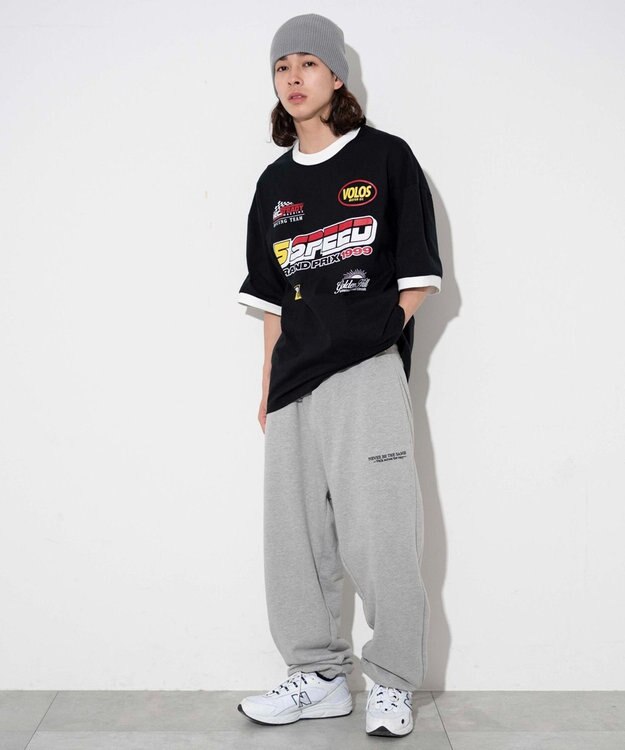 WEGO 【ユニセックス着用ITEM/手洗い可/MLサイズ】レーシングロゴTシャツ ブラック