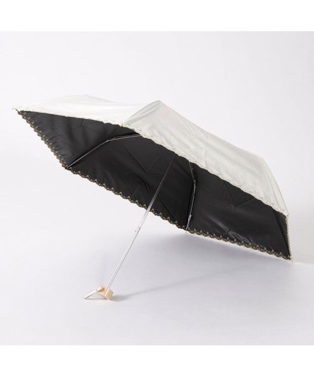 UNBILLION カシュネ cachenez /【晴雨兼用　日傘　UVカット率・遮光率100％生地使用 】PUフローラルラメ刺繍ミニ折りたたみ傘 ホワイト