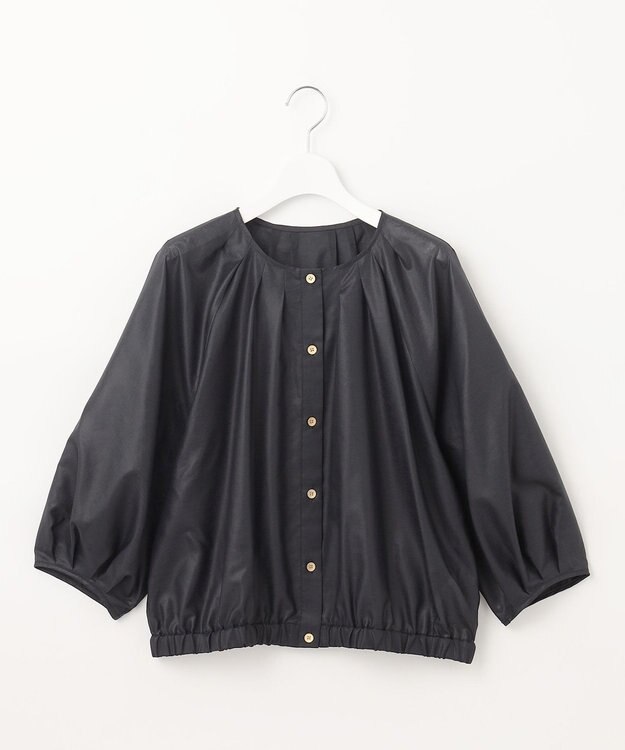 自由区 【洗える・XSサイズあり】シアーシャイニー ジャケット ネイビー系