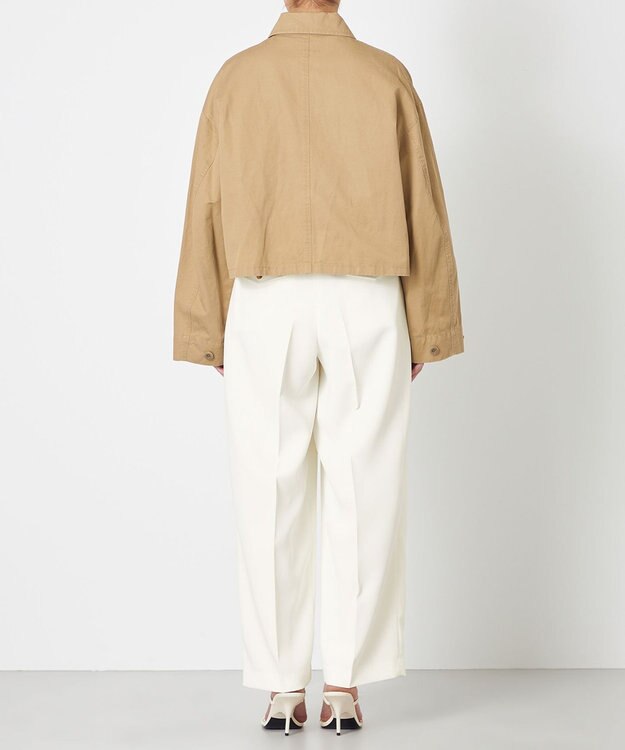 NAVE 【ReNAVE・セットアップ可/洗える】コットンリネンカルゼ ショートジャケット ベージュ系