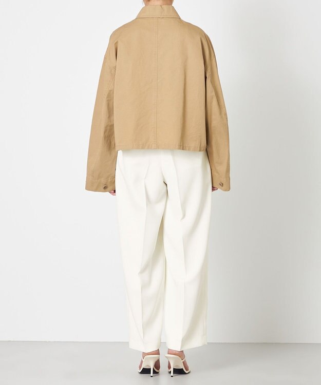 NAVE 【ReNAVE・セットアップ可/洗える】コットンリネンカルゼ ショートジャケット ベージュ系