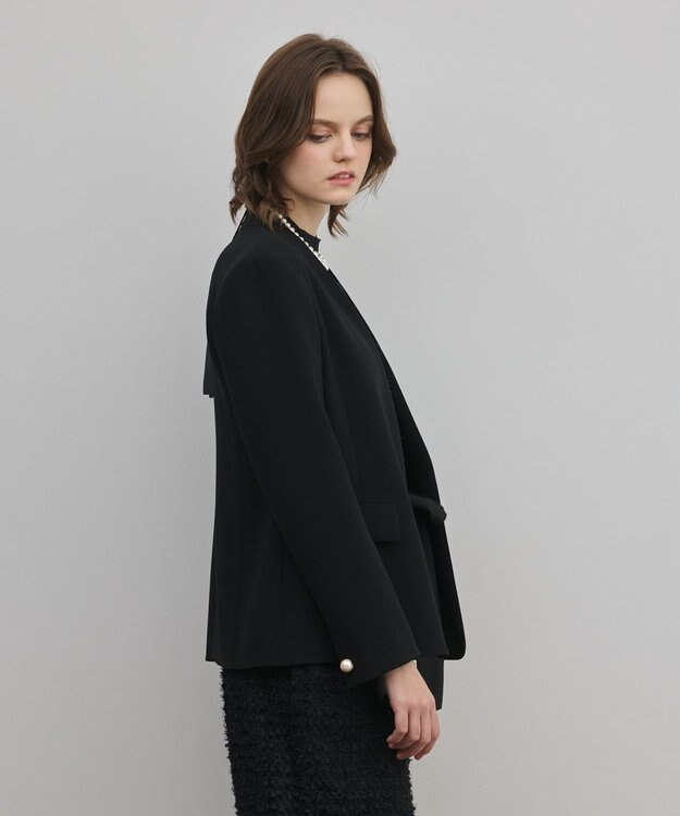 GRACE CONTINENTAL トリアセノーカラージャケット ブラック