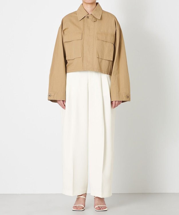 NAVE 【ReNAVE・セットアップ可/洗える】コットンリネンカルゼ ショートジャケット ベージュ系