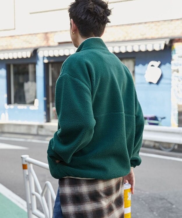 WEGO 【ユニセックス着用】フリース　ハーフZIPプルオーバー ダークグリーン