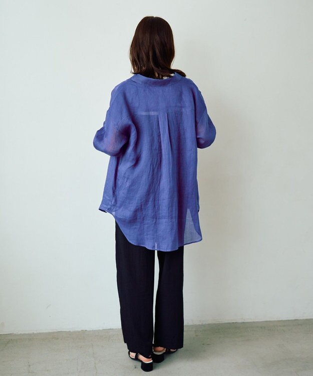 YECCA VECCA 3wayシアーリネンシャツ Blue