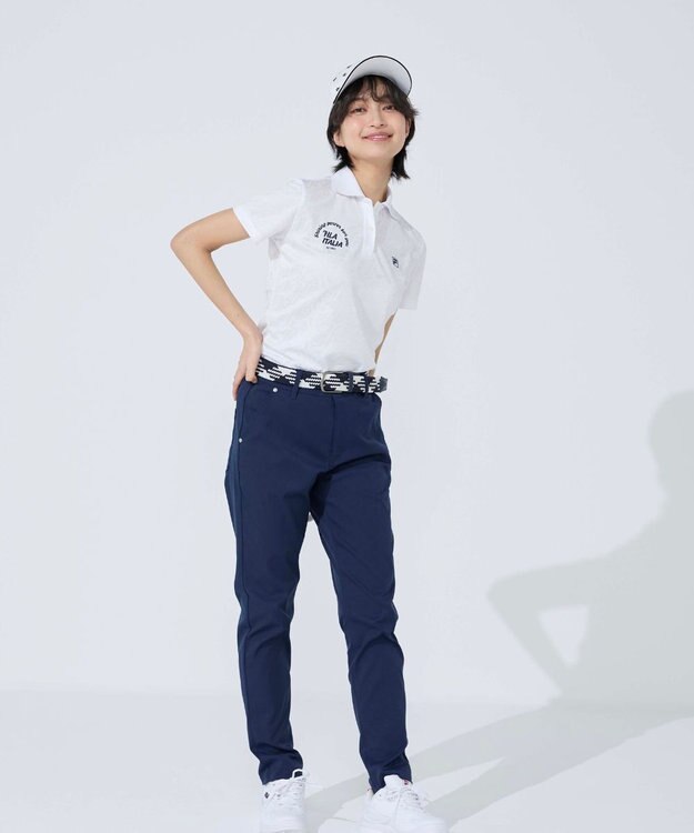 FILA GOLF／marie claire 【FILA GOLF】 ウェストロゴジャガードゴムツイルロングパンツ ネイビー
