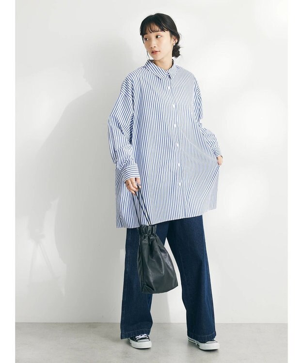 CRAFT STANDARD BOUTIQUE イージーケアオーバーシャツ Stripe Blue