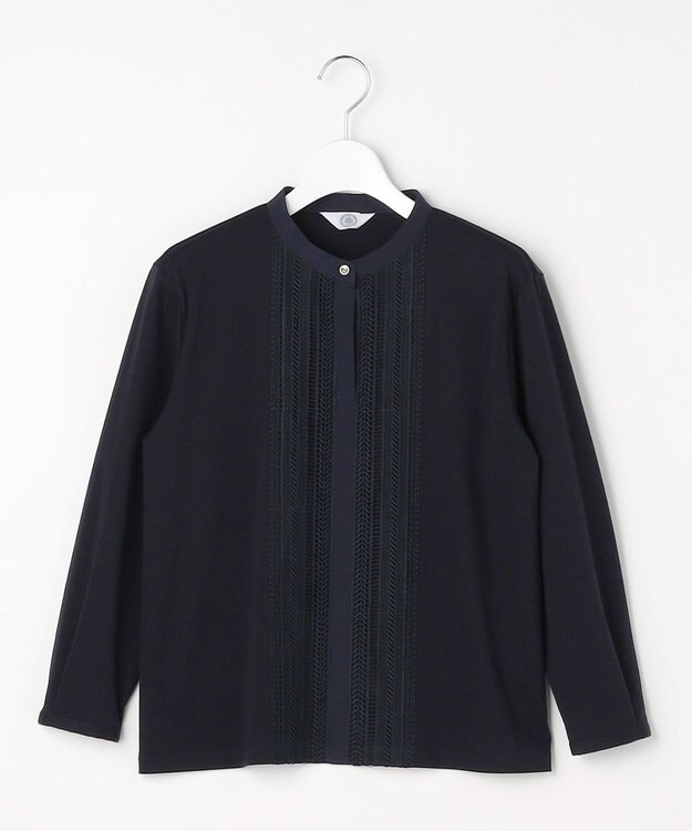 J.PRESS LADIES レースコンビ ボウタイ カットソー ネイビー系