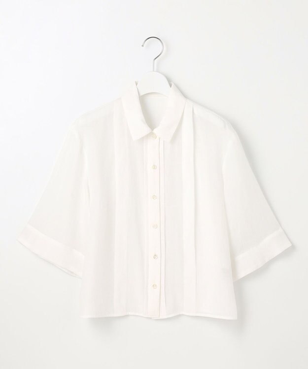 自由区 L 【カタログ掲載・接触冷感・洗える】ラミーローンクロップド丈 ブラウス オフ