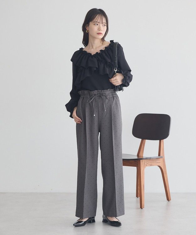 earth music&ecology リラックスドットパンツ Gray