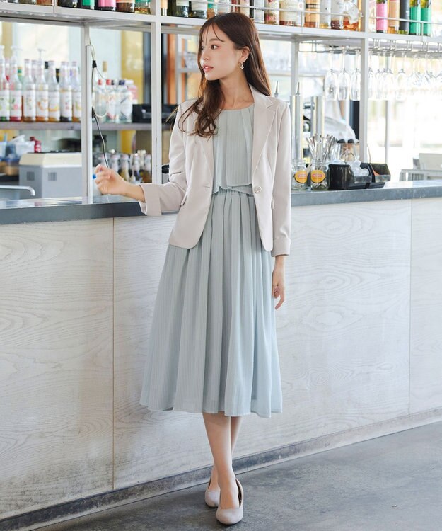 Tiaclasse L 【ダブルクロス・洗える】テーラードジャケット グレージュ