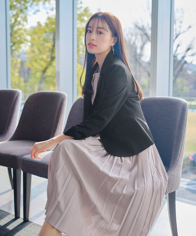 Tiaclasse L 【ダブルクロス・洗える】テーラードジャケット ブラック