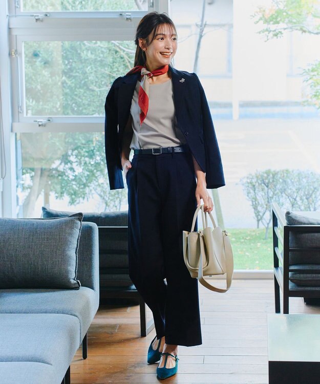 Tiaclasse L 【ダブルクロス・洗える】テーラードジャケット ネイビー