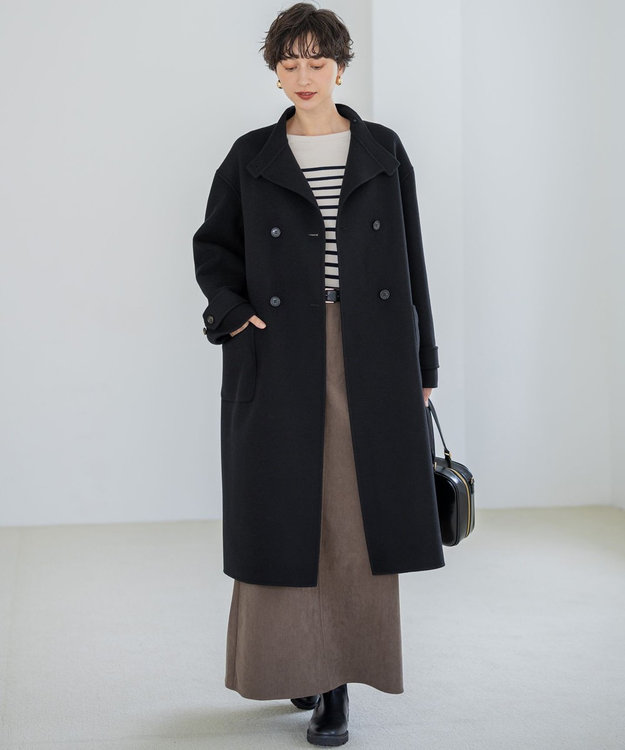 23区 L 【洗える】Armor-lux パネルボーダー 長袖Tシャツ ベージュ×ブラック