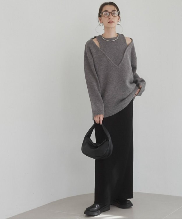 WEGO 【ANGIE VINTAGE】リブマーメイドスカート ブラック