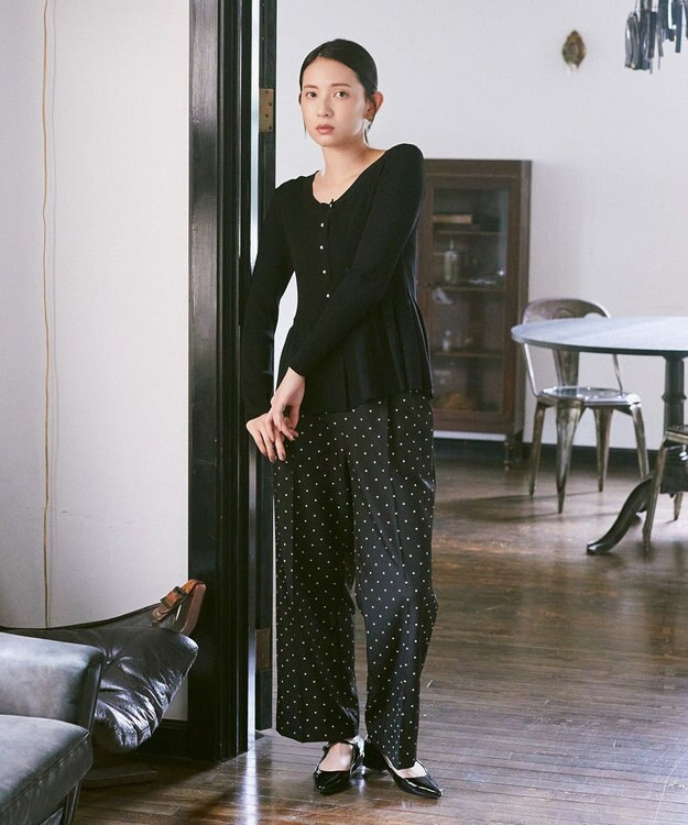 earth music&ecology リラックスドットパンツ Black