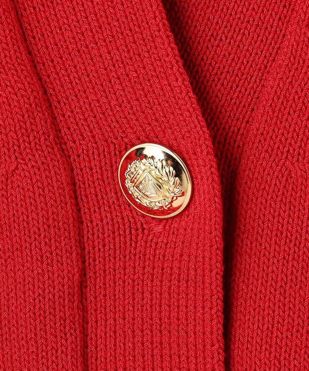 BEIGE， HELIODOR / マリンボタンクロップドカーディガン Red