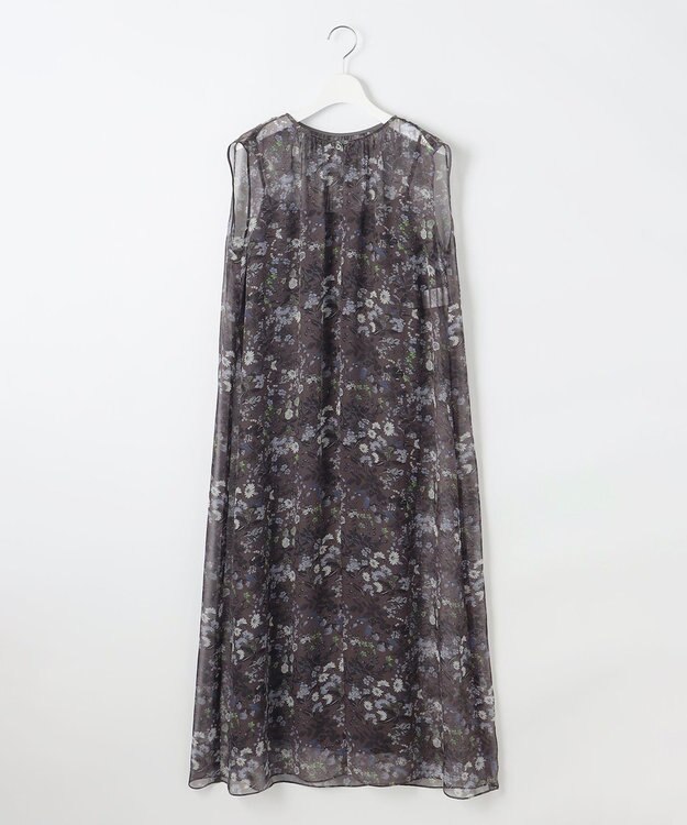 自由区 L 【カタログ掲載・洗える】ボタニカルフラワープリント ワンピース セピア系