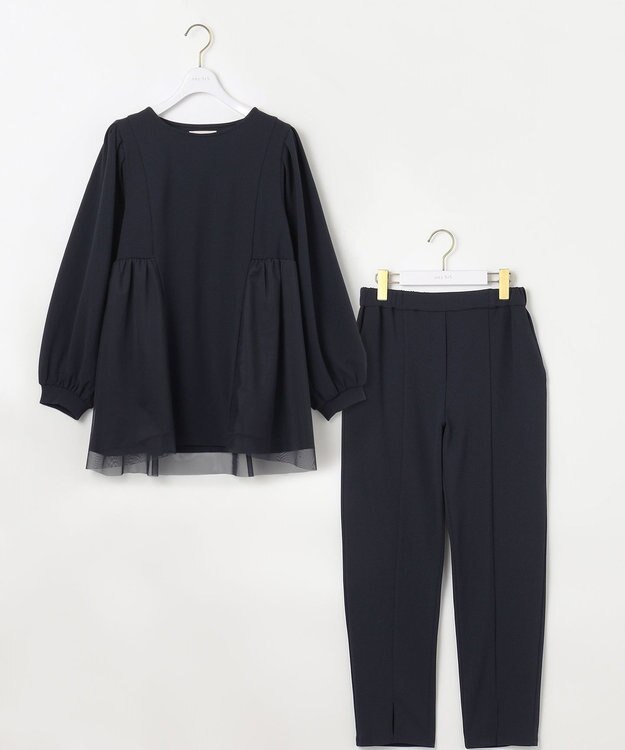 ANY SIS L 【WEB・一部店舗限定】ペプラムチュールコンビ セット ネイビー