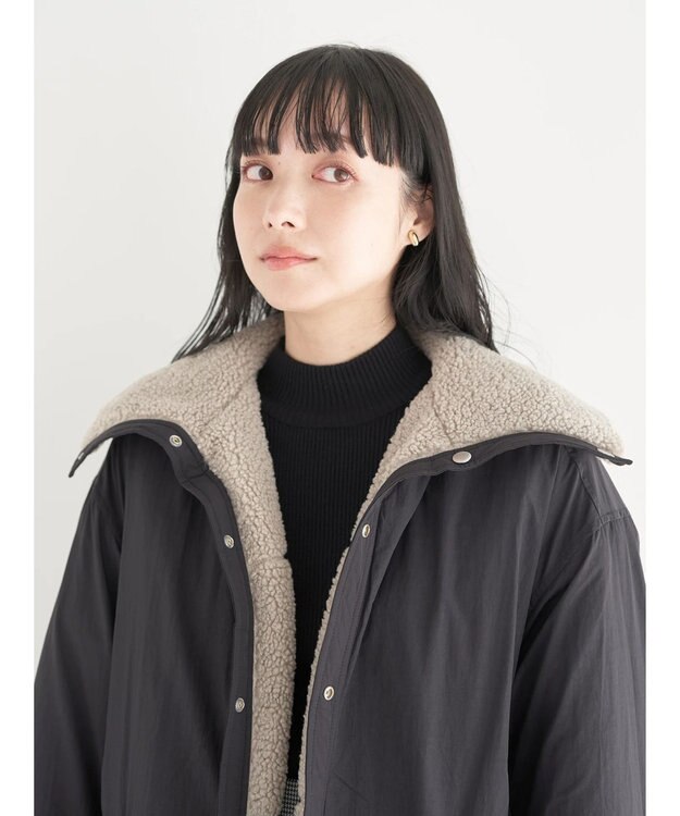 earth music&ecology リバーシブルボアブルゾン Mocha