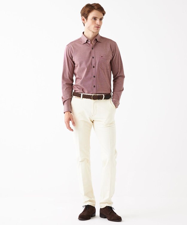 JOSEPH ABBOUD 【キングサイズ】コンパクトジャージーバーズアイ シャツ ワイン系