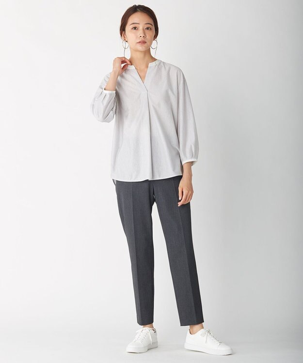 J.PRESS LADIES 【洗える】T/Rアルガンシルク クロップドパンツ グレー系