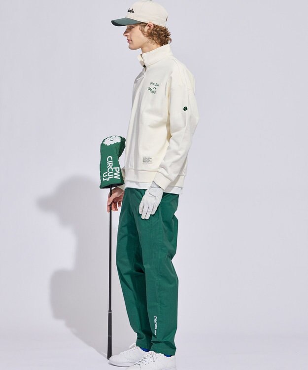 PW CIRCULUS 【MEN】ハーフジップ 裏毛スウェットトップス ゴルフ アイボリー系