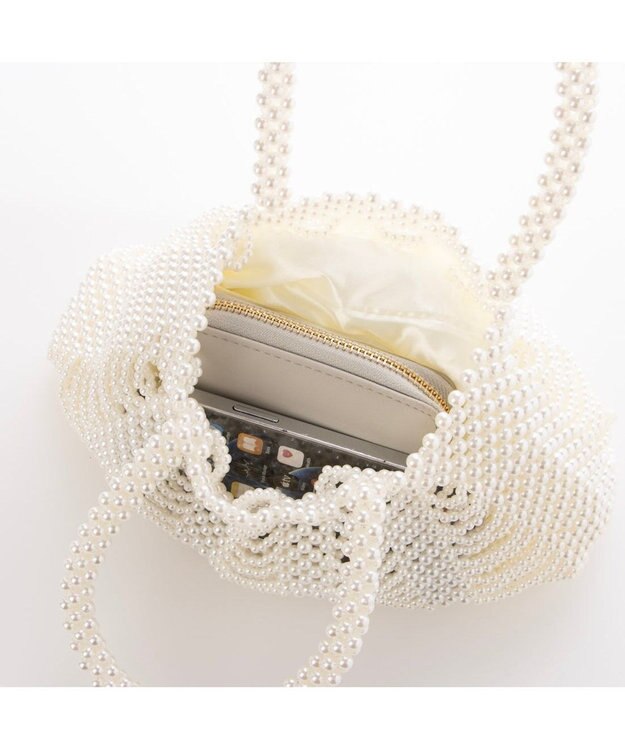 UNBILLION カシュカシュ cachecache / パール調編みバッグﾞ ホワイト