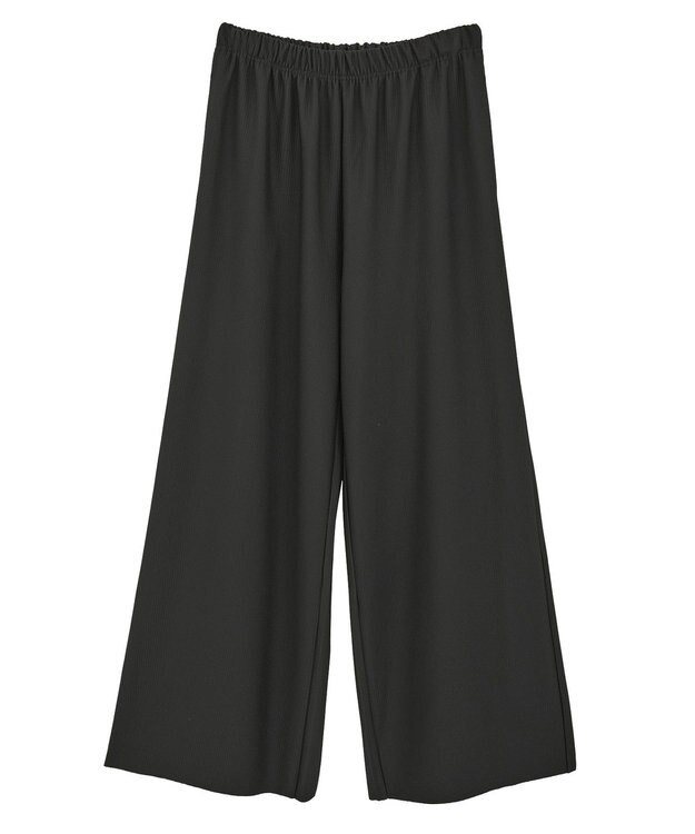 Green Parks 楽ちんプリーツワイドパンツ Black