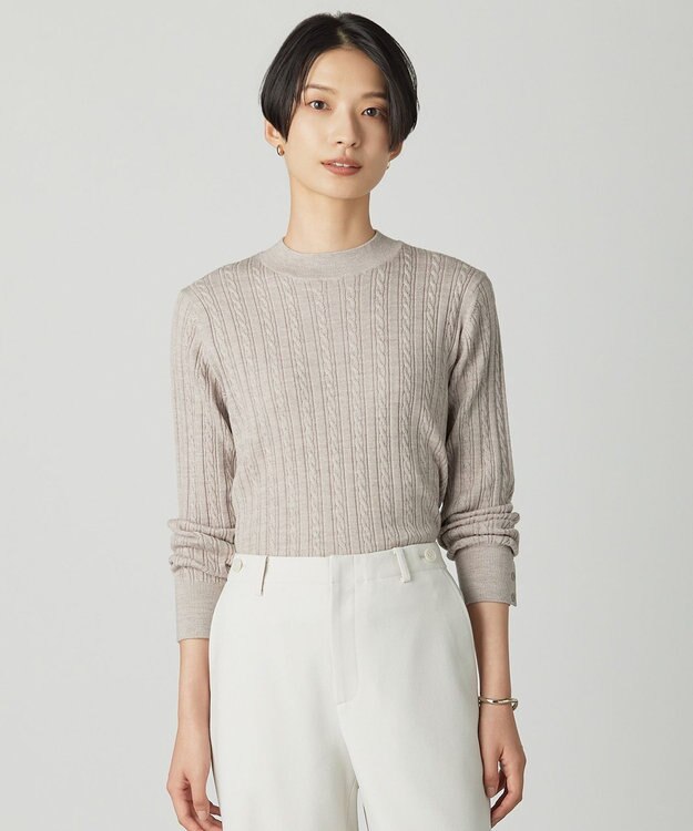J.PRESS LADIES KNIT BASIC クルーネック ニット ベージュ系