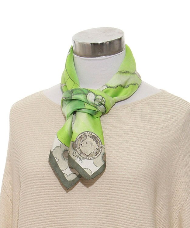 MOONBAT 【日本製】SWASH LONDON Citrus シルクツイルプリントスカーフ ライトグリーン