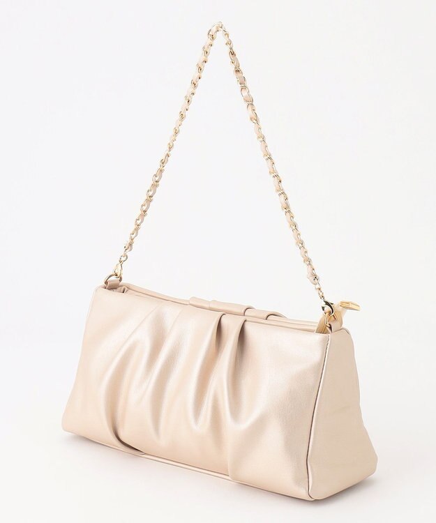 ANY SIS 【2WAY】ギャザーチェーンクラッチショルダー バッグ シャンパン
