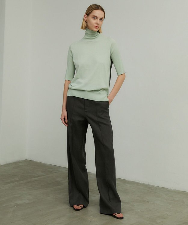 BEIGE， JULIE / 半袖ニット Mint x Slate