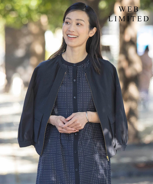 J.PRESS LADIES L 【WEB限定・洗える】ボイルドワッシャー ブルゾン ブラック系