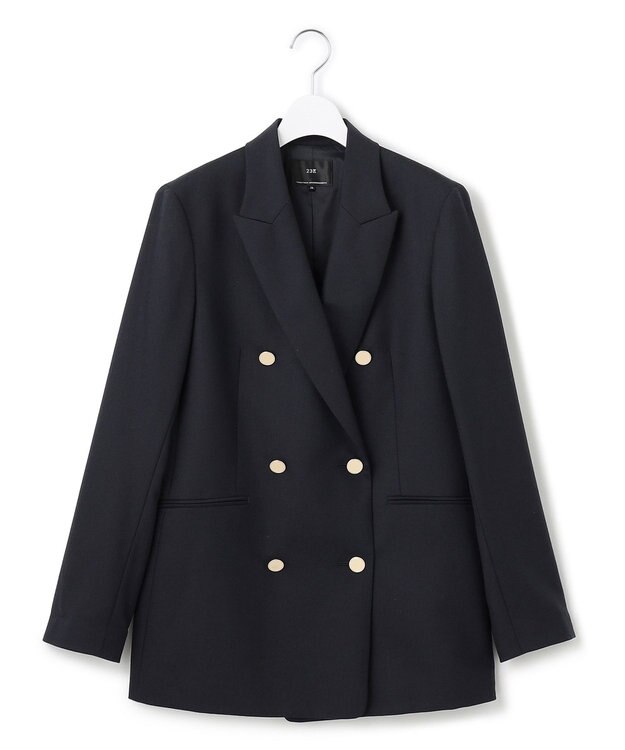 23区 S ウーステッドウールツイル 紺ブレ ジャケット ネイビー系