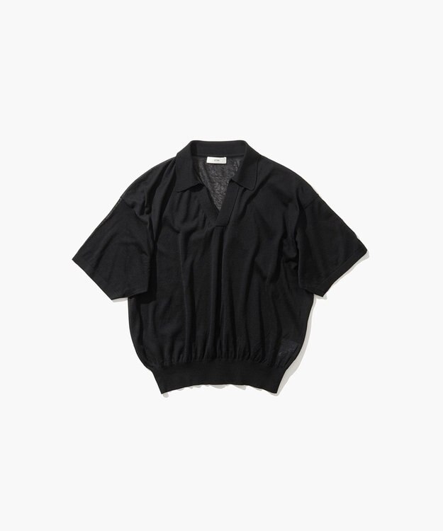 ATON COMPACT COTTON | スキッパーポロセーター BLACK