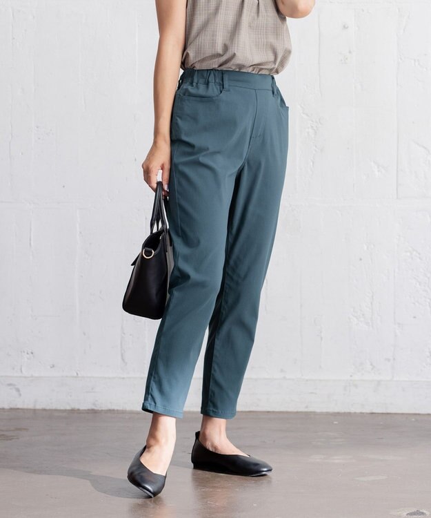 ANY 【ウエストゴム/ストレッチ/UVカット】大人の7daysデイリー パンツ ブルーグリーン