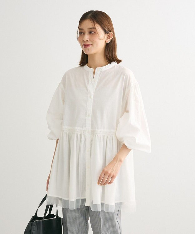 Green Parks 裾チュールレイヤードチュニック Off White