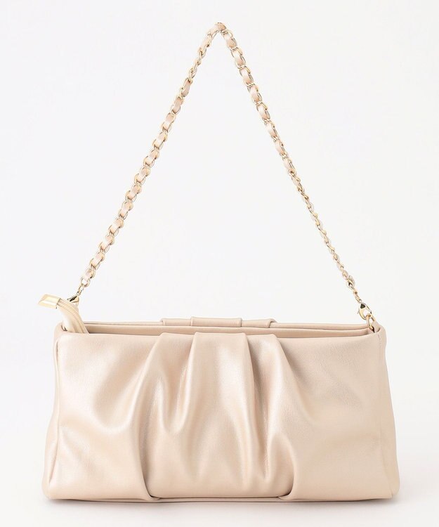 ANY SIS 【2WAY】ギャザーチェーンクラッチショルダー バッグ シャンパン