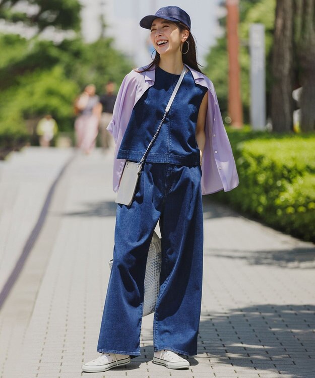 UNFILO L UNFILO DENIM LIGHT タックワイドパンツ ミディアムインディゴ