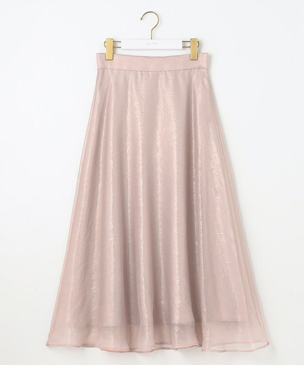 ANY SIS 箔ヴィンテージライクシフォン スカート ピンク