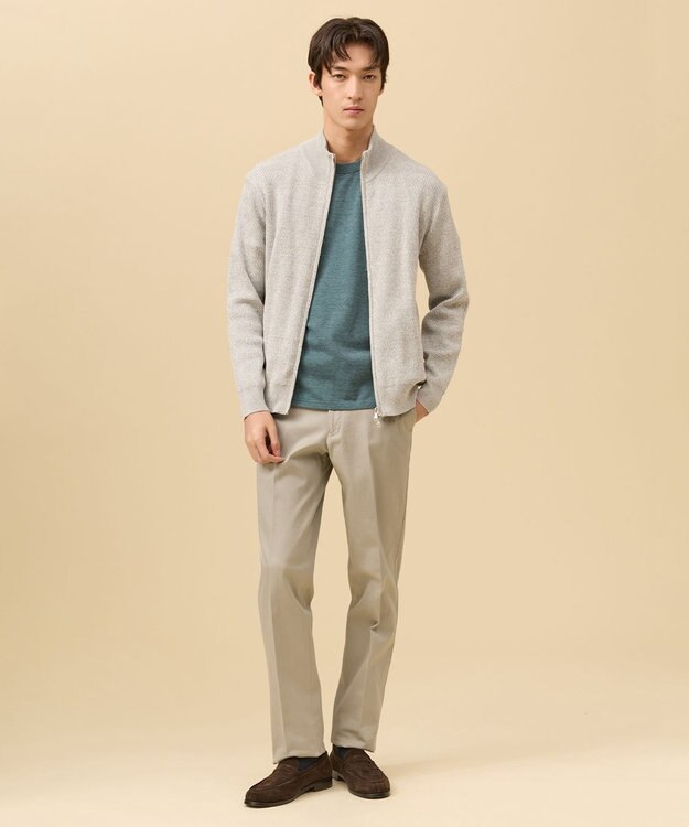 J.PRESS MEN ギマコットンフルジップ カーディガン ライトグレー系