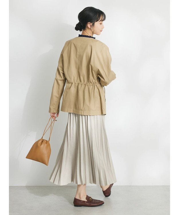 CRAFT STANDARD BOUTIQUE コットンギャバジンノーカラーＺＩＰブルゾン Beige