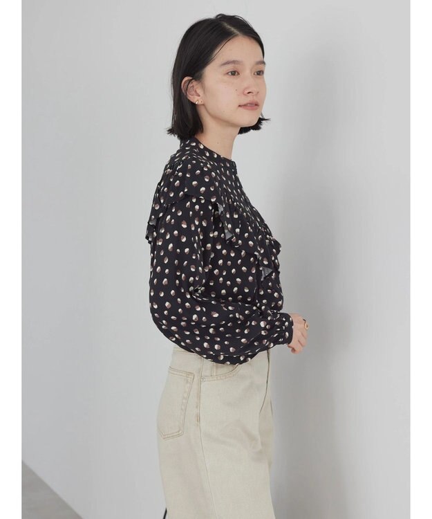AMERICAN HOLIC アソートプリントフリルブラウス Black