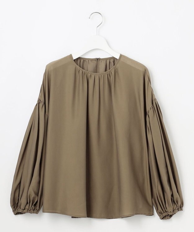 自由区 【洗える】キュプラコットンツイルプルオーバー ブラウス モカ