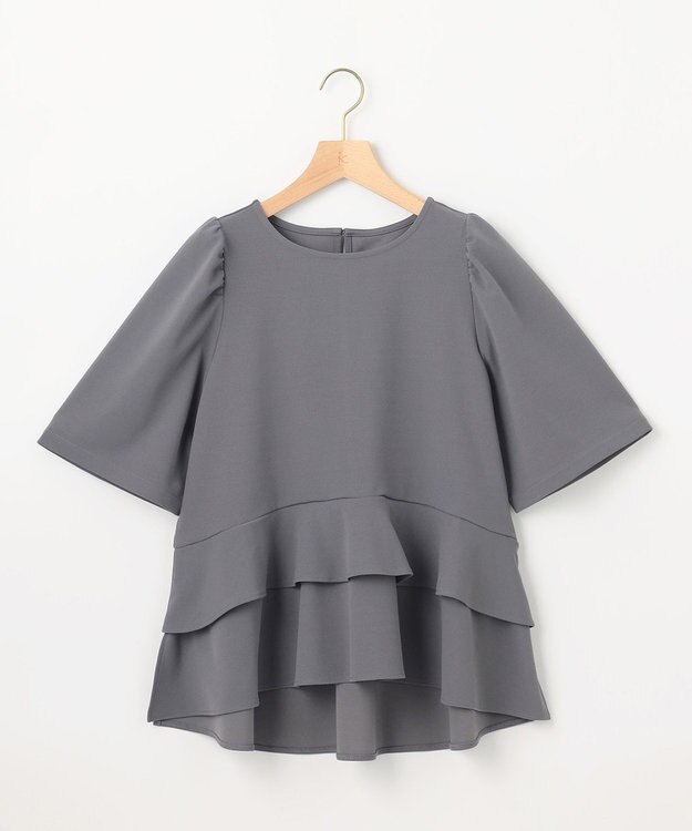 組曲 S ご好評につき追加生産【WEB限定】ジョーゼットジャージーティアード ブラウス グレー系