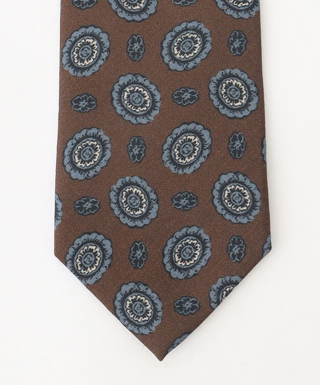JOSEPH ABBOUD 【日本製】フラワークレストパターン ネクタイ ダークブラウン系2